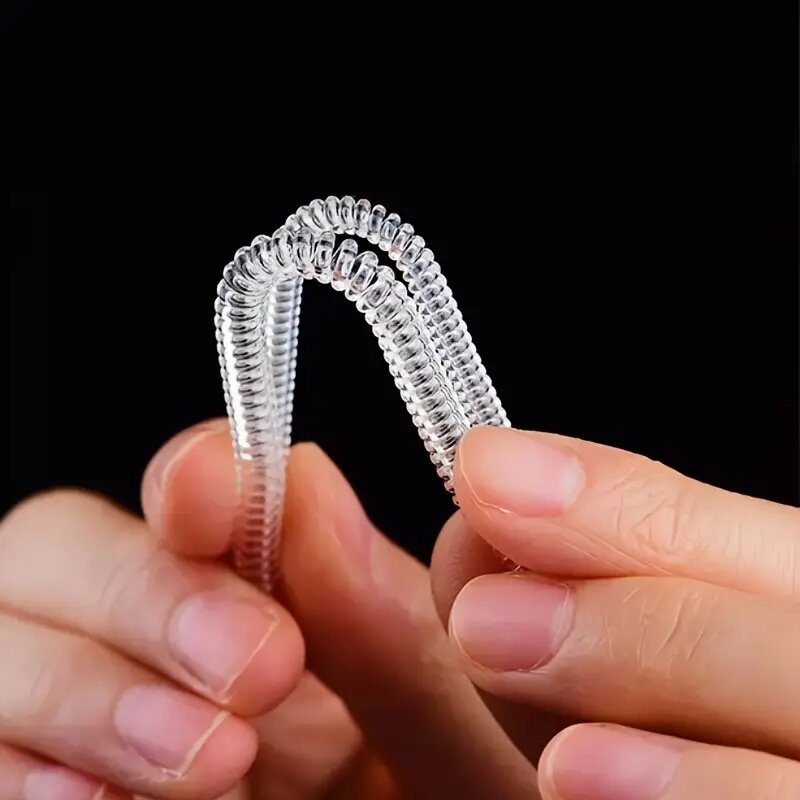 Herramientas de anillo con base en espiral para hombres y mujeres, reductor de tamaño de anillo Invisible transparente, tensor de ajuste de joyería de bobina de resorte, 4 piezas