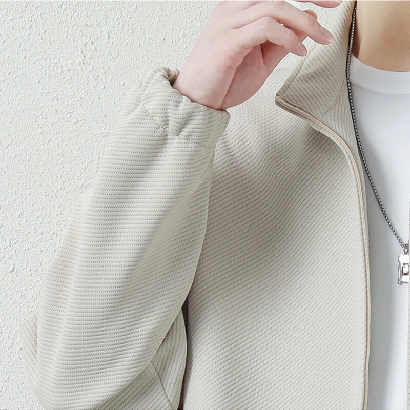 Jaqueta de Sarja de manga comprida masculina, casacos casuais, outwear de cor sólida, roupa superior, outono, primavera, novo