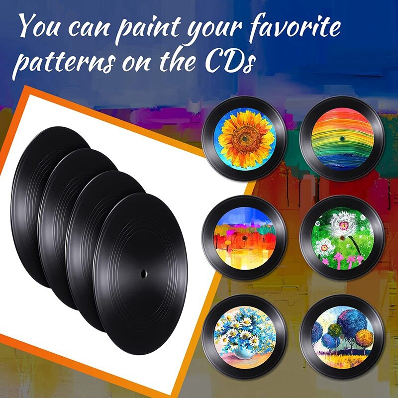 /05/2019 vinyles vierges pour décoration de chambre, décor mural CD, faux disques noirs, 7 pouces, 12 pièces