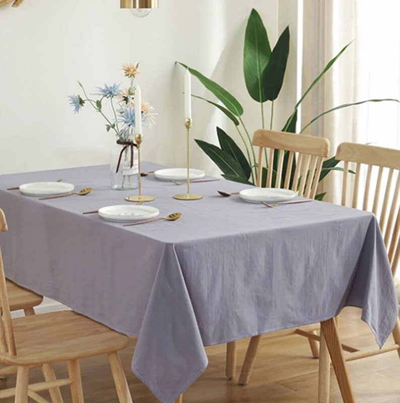 ผ้าปูโต๊ะผ้าฝ้าย100% สีทึบล้างได้ง่ายผ้าคลุมโต๊ะทำจากผ้าฝ้ายมีจีบสำหรับร้านอาหารปาร์ตี้ครัวเครื่องประดับโต๊ะวันหยุด