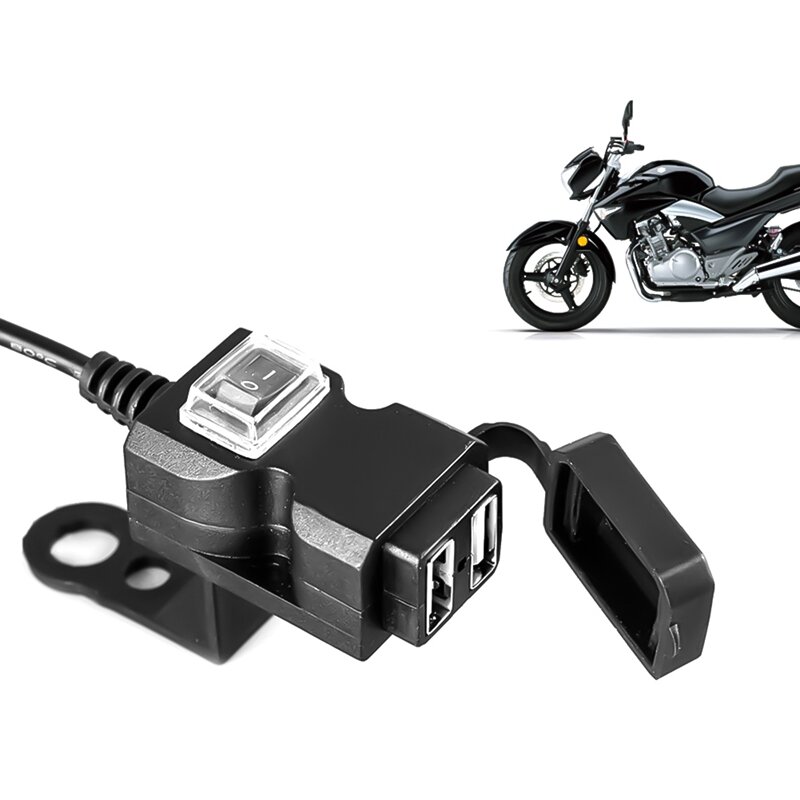 오토바이 충전기 어댑터 전원 공급 장치 소켓, 전화 화웨이 오토바이 GPS MP4 듀얼 USB 포트 방수 핸들 바
