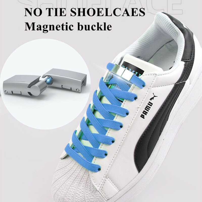 2個/1ペア新金属ノーネクタイの靴紐磁気バックル靴ひもとロック靴アクセサリーAF1/ajスニーカーキット靴の装飾