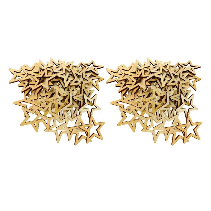 100 buah hiasan kayu bintang, set Dekorasi alam bentuk bintang untuk dekorasi pesta pernikahan liburan, 30mm/1.17 inci