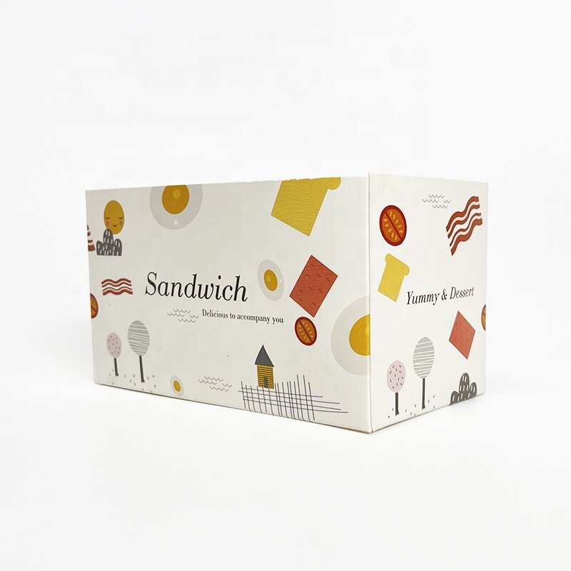 กล่องบรรจุอาหารขนาดเล็กสำหรับใส่แซนด์วิชวางทำจากกระดาษวาฟเฟิลพิมพ์ลายได้ตามต้องการ