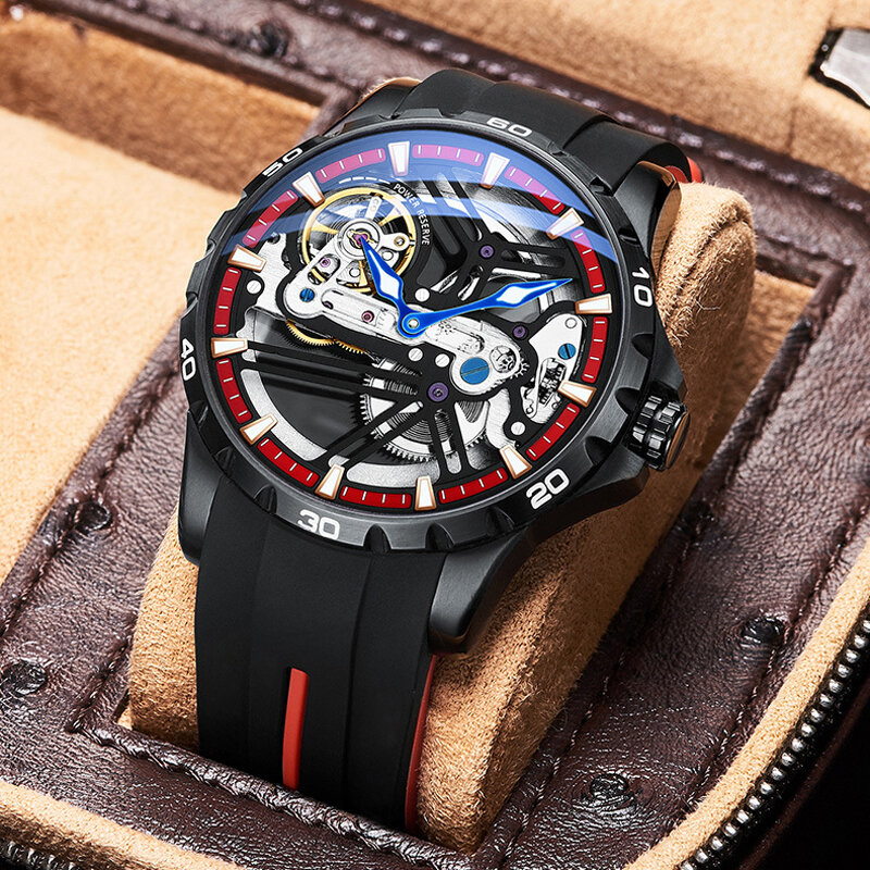 AILANG Top Luxury Brand Men Sport orologi meccanici automatici impermeabili orologio da uomo con scheletro luminoso cinturino in Silicone Reloj