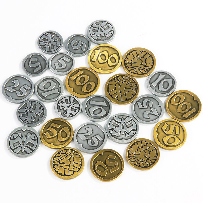 Retro Chapeamento Metal Zinc Alloy Coins, Coleção de moedas do jogo, Acessórios do jogo de tabuleiro, 30 Pcs por conjunto