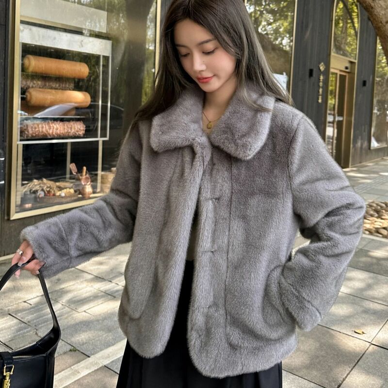 women faux fur Imitation mink hair coat Warm and Environmental Protection Imitation Mink Fur Fur Coat for Women
