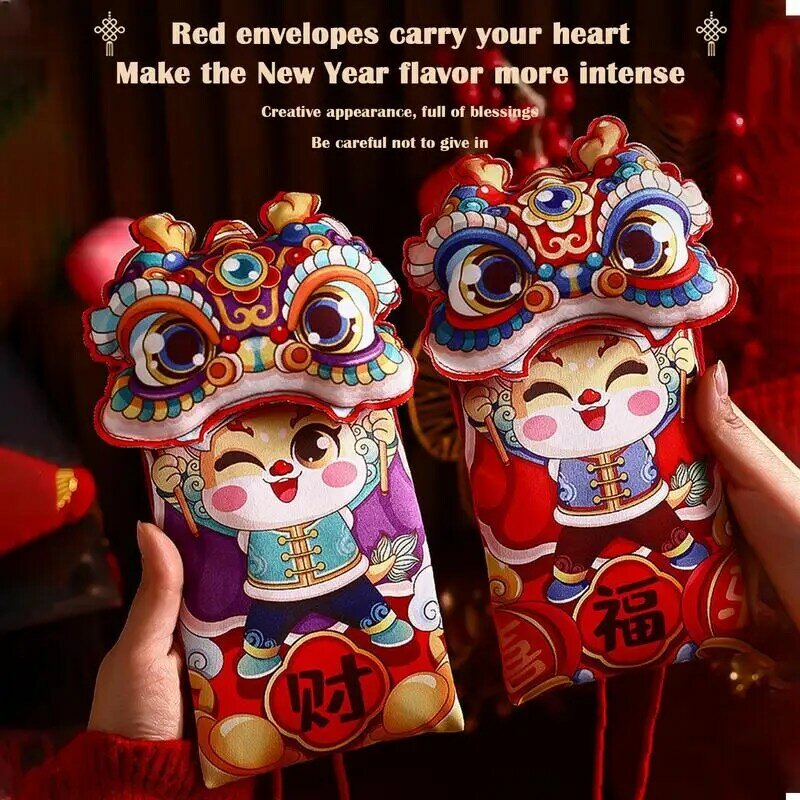 1 szt. Chiński księżycowy nowy rok czerwone paczki kreatywny worki na pieniądze czerwone koperty kreatywny wiosenny festiwal zapieczętowany nowy rok torba