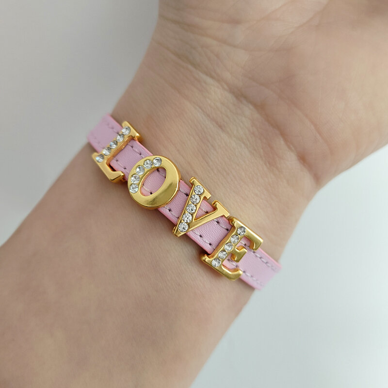 8mm Slide Letters Charms Alphabet Alloy Rhinestone Fit Wristband Bracelet Collar Key Chain DIY Jewelry Making Women Kids Gift