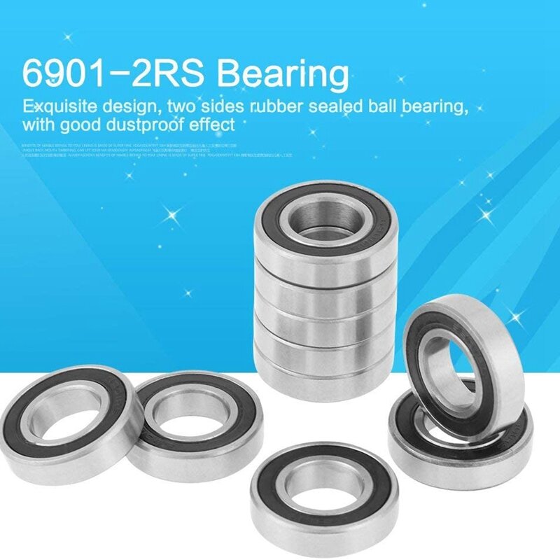 10Pcs 6901-2RS Ball Bearings, Double Shielded Miniature Deep Groove Ball Bearings 12X24x6mm