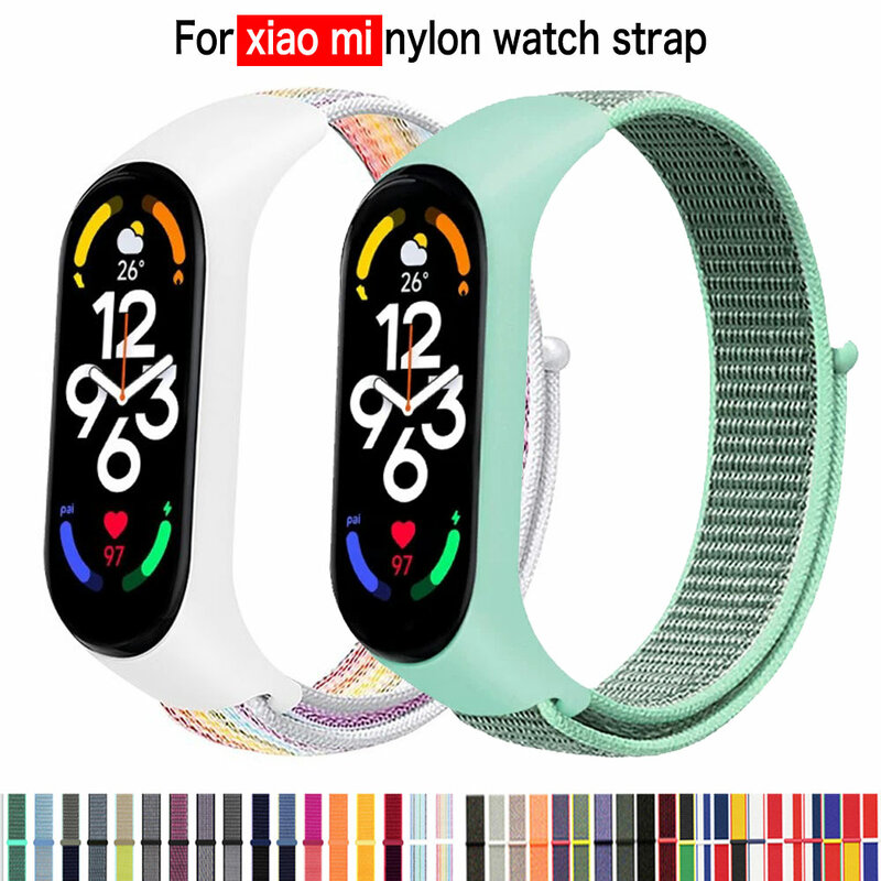 Nylonowa pętla do Xiaomi Mi Band 7-7 nfc smartwatch opaska sportowa Miband7 corea bransoletka zamienna inteligentna opaska 7 6 5 3 4
