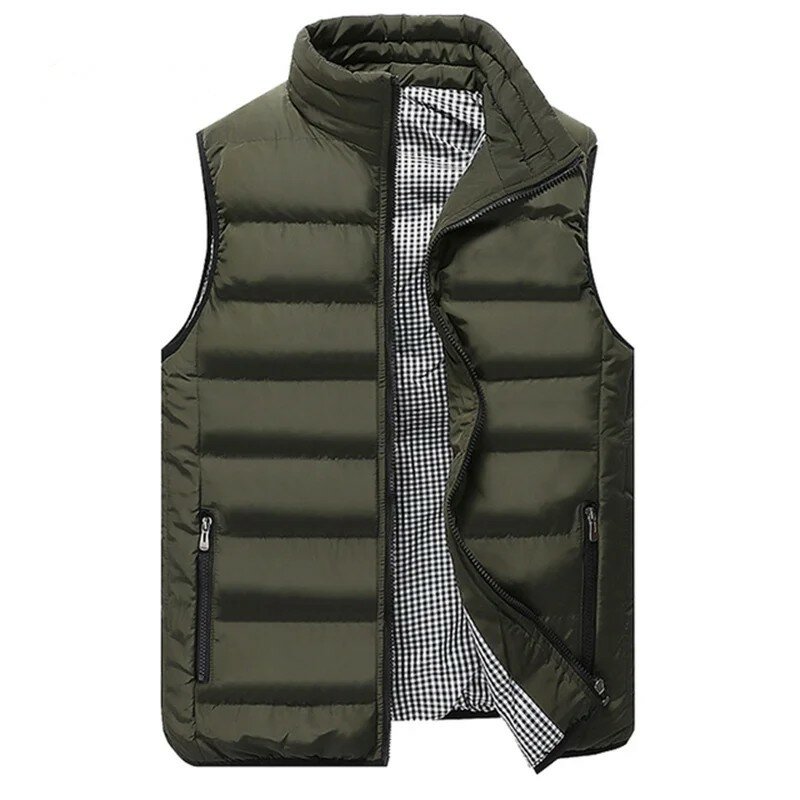 Jaqueta de algodão grosso sem mangas masculina, colete casual, monocromático, confortável, alta qualidade, outono, inverno