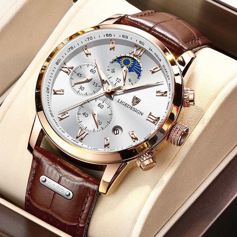 LIGE Top Brand Casual Luxury Man Wristwatch Waterproof Luminous Date  Men Watches Stainless Steel Quartz Men's Watch Male reloj