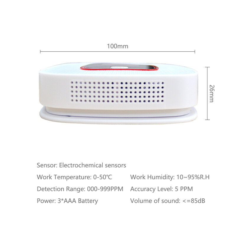 โรงแรม Monoxide คาร์บอนเครื่องตรวจจับจอแสดงผล LCD CO เซ็นเซอร์เสียง Alarm Co สำหรับ Home Security