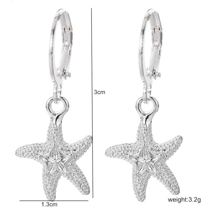 925 prata esterlina starfish gota brincos clássico estrela do mar encantos hoop brincos para mulheres senhora moda festa de casamento jóias
