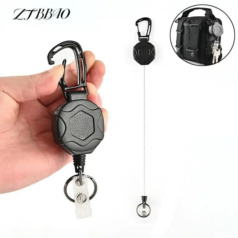 1PCS Retractable Badge Reel Keychain For Men Woman Car Keys Outdoor Anti Lost Easy Locking Anti-kickback Belt Keychains
