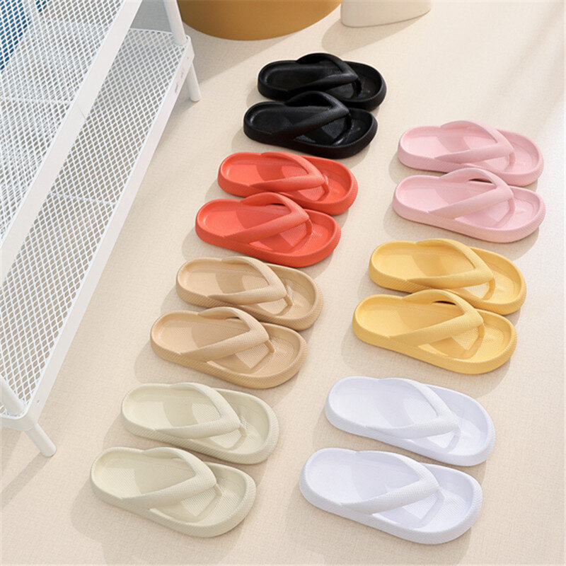 2024 New Flip Flops One-Piece Cloud Slippers Fashionable Woven Pattern Slides Non-Slip Beach Holiday Shoes Home Indoor Slippers