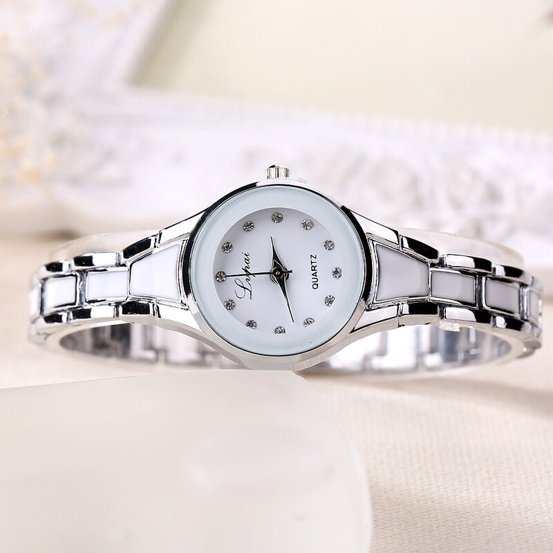 Relógio de pulso quartzo em aço inoxidável para mulheres, luxo strass bracelete relógio, alta qualidade, moda feminina, 2023