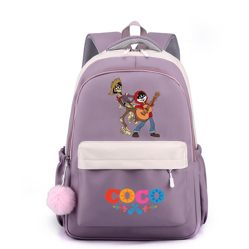 Disney Coco-Mochila escolar de alta capacidad para estudiantes, morral de viaje bonito, Popular, para niños y adolescentes