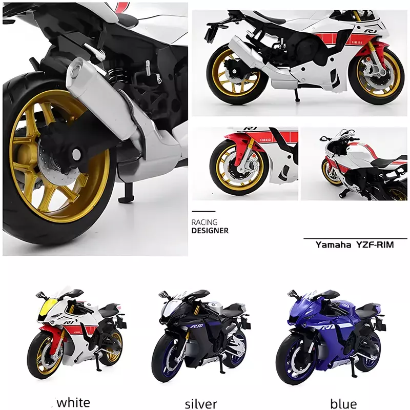 Yamaha yzf-r1m motocicleta modelo de brinquedo liga diecast modelo, modelo de simulação, coleção ciclo do motor, decoração, presentes para meninos, escala 1:12