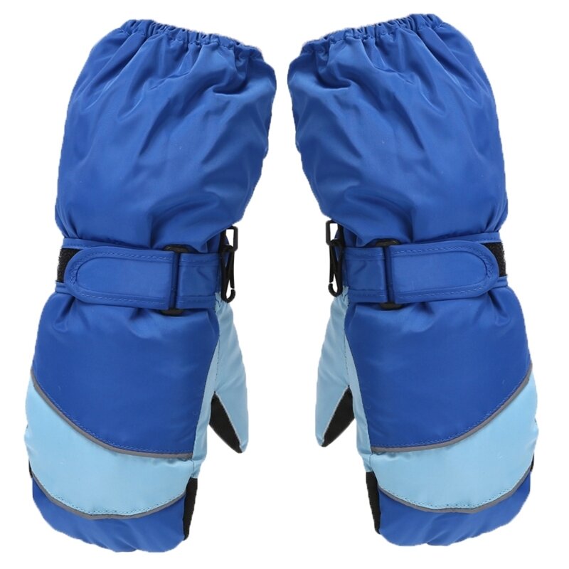 Breathable Ski Gloves Adjustable Strap Buckle Snow Mittens Split Finger Gloves for Boys and Girls Outdoor Activities