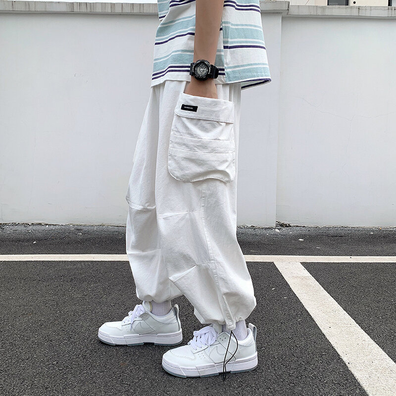 Harajuku pantaloni Cargo da uomo pantaloni Casual multitasche pantaloni sportivi Streetwear moda maschile Trend pantaloni larghi Hip-Hop F130
