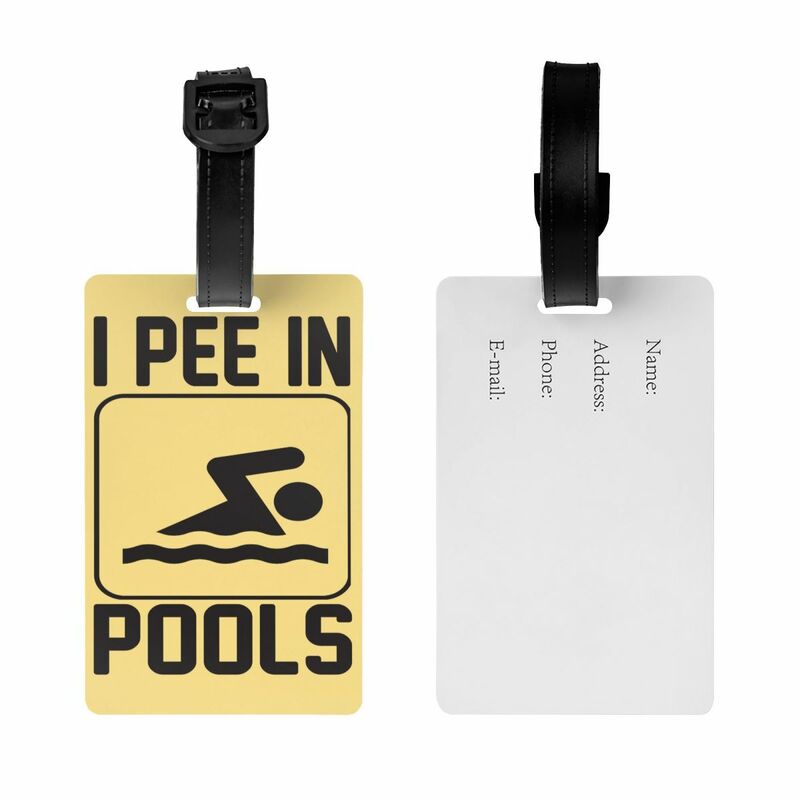 Lucu Berenang I Pee di kolam tag bagasi kustom tanda bagasi penutup privasi Label ID