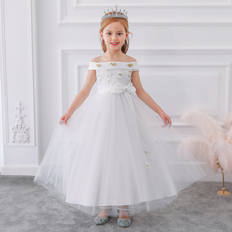 Mädchen Prinzessin Bogen Hochzeits kleid