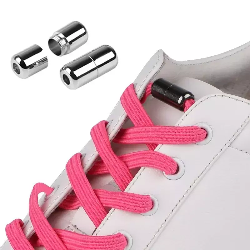 Cordones de cápsula de Metal para zapatos, hebillas semicirculares, Conector sin hebilla de amarre para zapatillas de deporte, cordones de zapatos de corbata rápida para niños y adultos