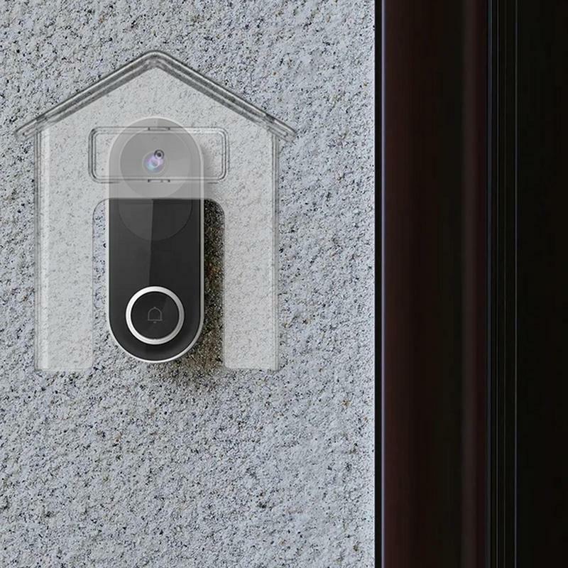 Dzwonek do drzwi pokrywa przezroczysty kształt domu obudowa ochronna uniwersalny ochraniacz do wizualnych dzwonków do kamer odporne na warunki pogodowe dzwonek do drzwi