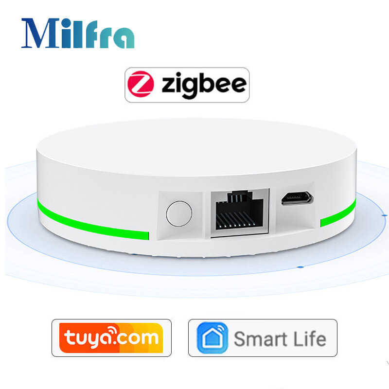 Milfra Tuya Zigbee 3.0 Wired Gateway Hub Smart Home Bridge Smart Life App Voice Remote Control Works with Alexa Google Home