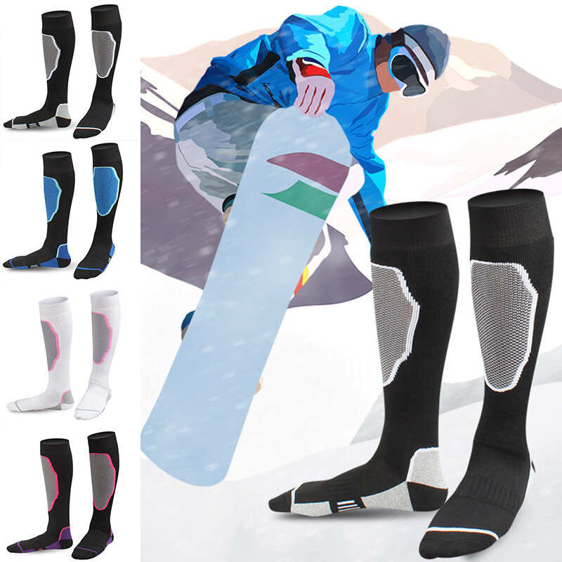 Kaus kaki olahraga pria, katun tebal hangat musim dingin Anti dingin Anti selip bernapas ski mendaki kaus kaki panjang