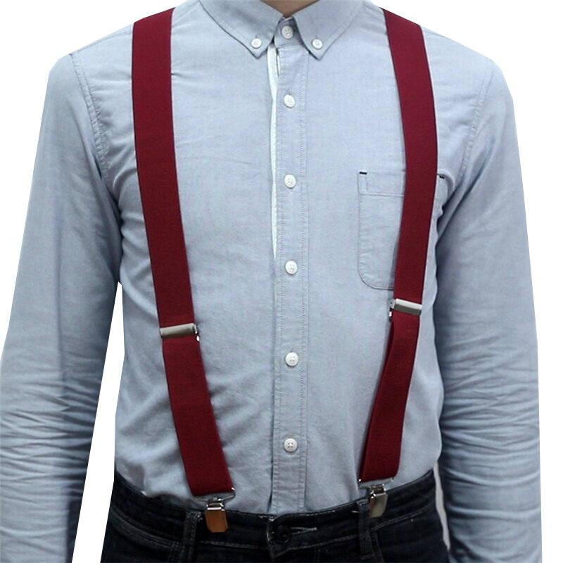 3.5ซม.ขนาดใหญ่พิเศษ130ซม.Unisex 4คลิปด้านบน Cowhide Suspender ของแท้หนังรั้ง Vintage เจ้าบ่าวของขวัญ