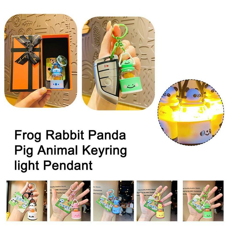 Gantungan kunci mobil Kemah luar ruangan lucu kreatif gantungan kunci lampu babi kartun gantungan kunci boneka wanita biru Hewan katak G T0X7
