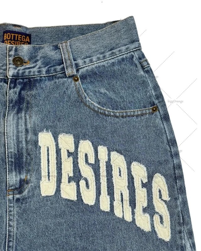 American Street Harajuku Retro Denim Shorts with Letter Embroidery Oversized Jeans Men Y2k Loose Casual Versatile Shorts Women