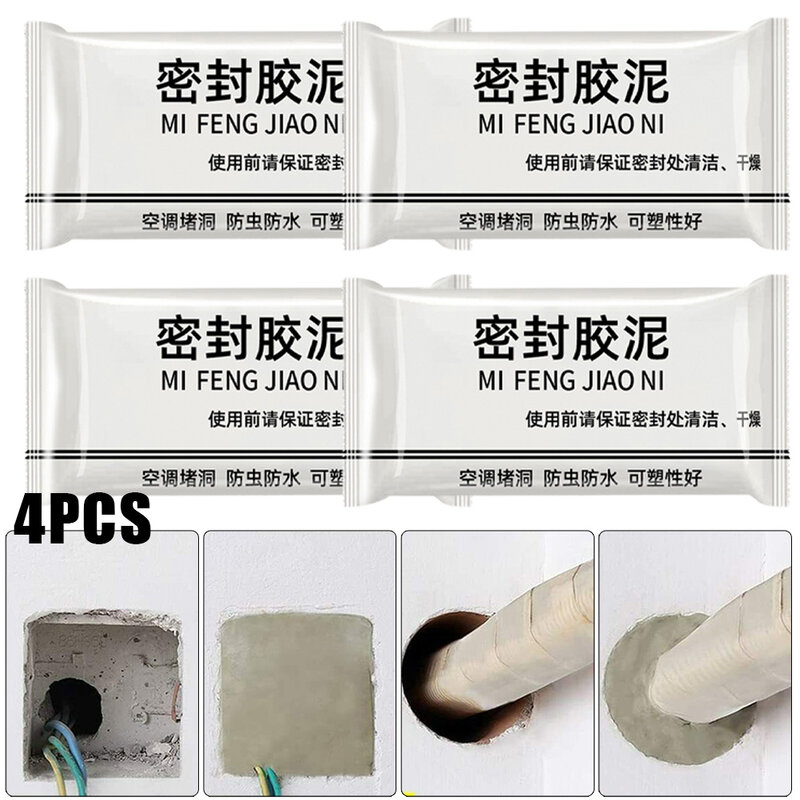 Sellador de agujeros de pared para reparación de grietas, cemento de arcilla transparente, cubierta de agujero de rata, impermeable, 1/4 unidades