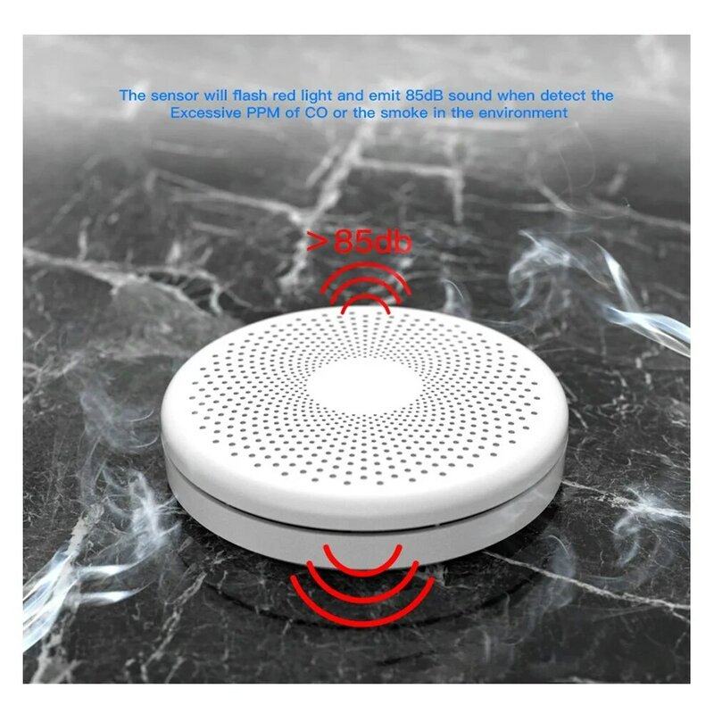 Fire Alarm Sensor Detection Tuya Intelligent WiFi Carbon Monoxide and Smoke Combination Detector Smart Real Time Notification