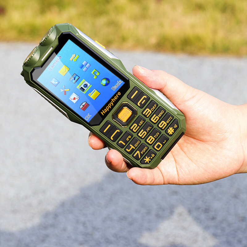 Happyhere f99-携帯電話,モバイルバッテリー,ロック解除,懐中電灯,耐衝撃性,頑丈
