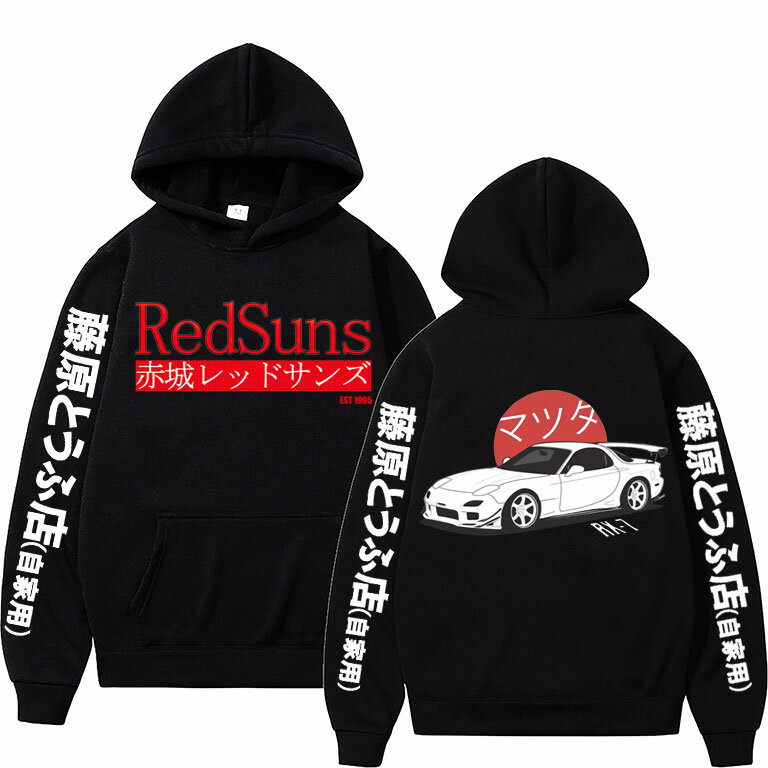 Sudadera con capucha de Anime Initial D para hombre y mujer, ropa de calle con estampado de Mazda RX7, JDM, cultura del automóvil, Unisex