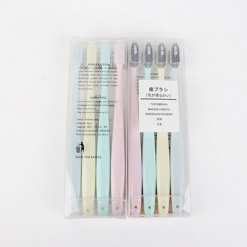 4pcs/box Environmental Toothbrush For Oral Health Deep Clean Teeth Medium Soft Bristle Antiskid Handle Toothbrushes