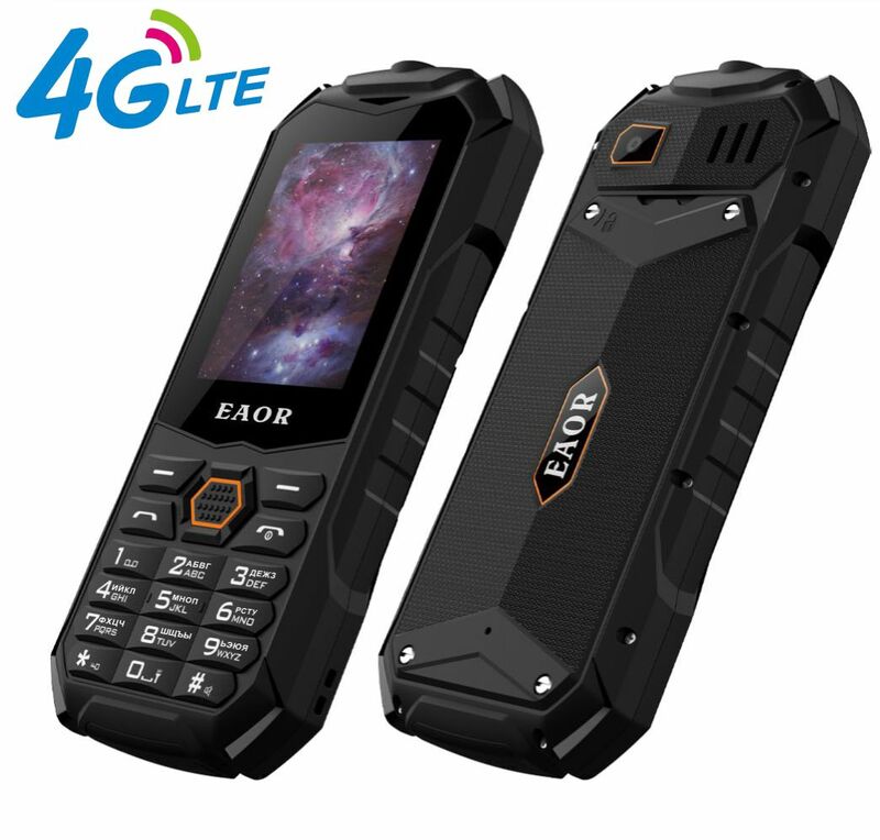 Eaor โทรศัพท์มีสายแบบบาง4G/2G IP68โทรศัพท์สามคุณสมบัติกันรอยแบตเตอรี่โทรศัพท์ซิมคู่ปุ่มกดพร้อมไฟฉายสะท้อนแสง