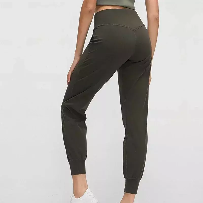 Женские спортивные штаны для бега, с высокой талией и эластичным поясом