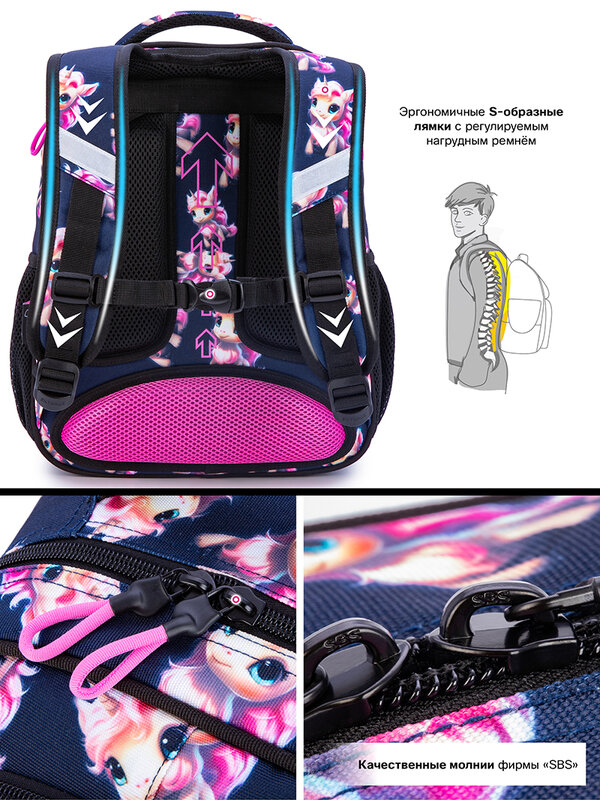 Orthopedic Waterproof Backpack For School Girls Cartoon Unicorn Shoulder Bags Children Bookbag Primary School Grade One Backpack