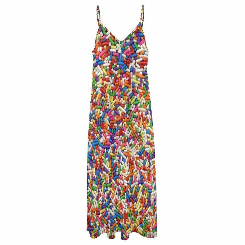 Rainbow Sprinkles-vestido sin mangas para mujer, falda de verano, 2023