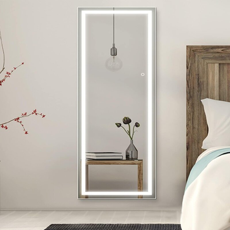 LED Full Length Mirror, Lighted Full Body Length Light up Mirror Touch, Free Standing Mirror, Wall Mounted/Leaning Mirror