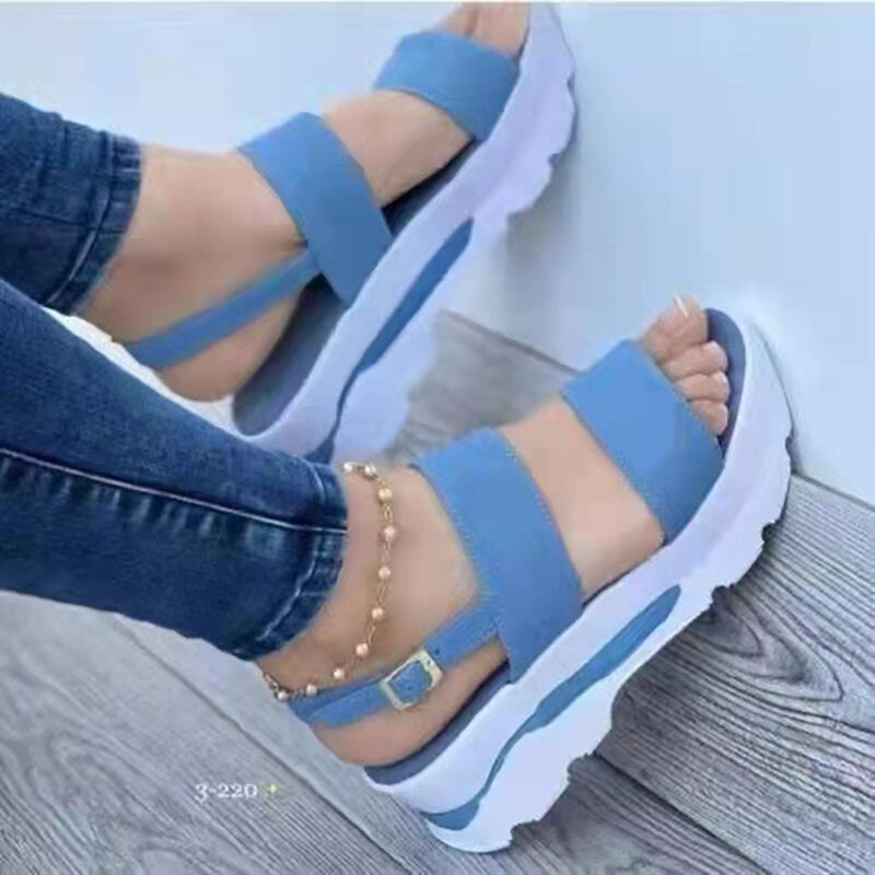 Sandalias ligeras de cuña para Mujer, zapatos de plataforma con tacones, calzado informal de verano