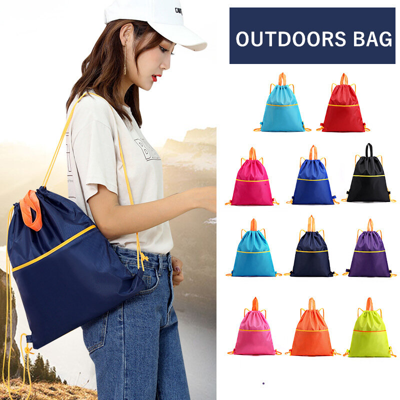 Outdoor Sport Drawstring Backpack Thick Rope Ball Bag Universal Fitness Storage Cloth Bags Travel Shopping Nylon String Rucksack