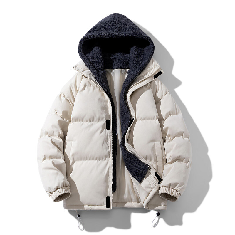 Neue Jugend mode gefälschte zweiteilige Kapuze Baumwoll mantel für Männer Herbst und Winter entspannt lässig vielseitig warm und verdickt Mantel