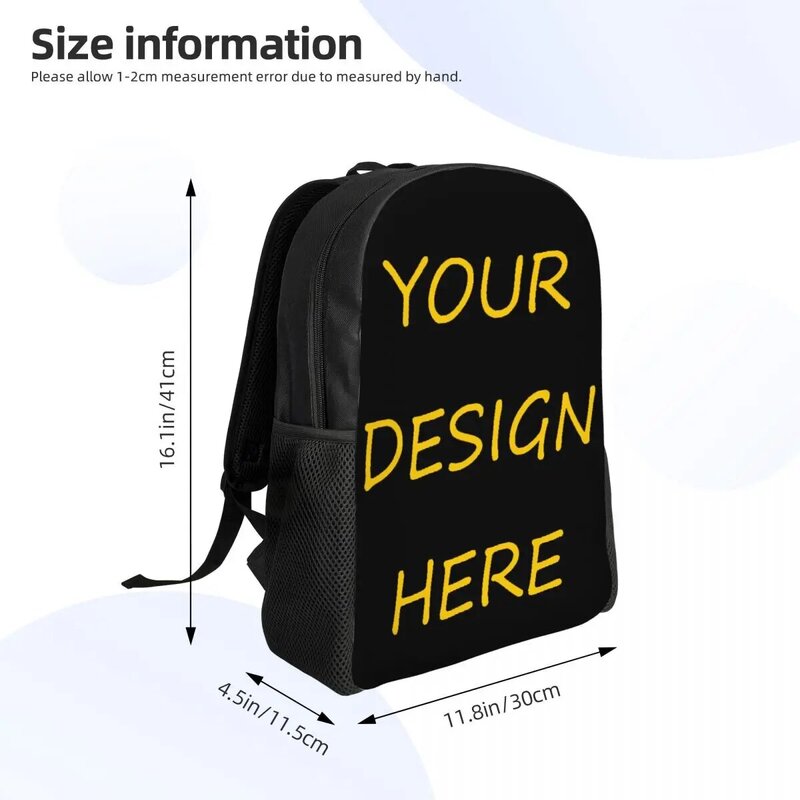 حقيبة ظهر مطبوعة بنص شعار مخصص ، حقيبة كتب لطلاب المدارس الجامعية ، تناسب 15 "كمبيوتر محمول ، تصميم صورتك هنا ، حقائب تصنعها بنفسك