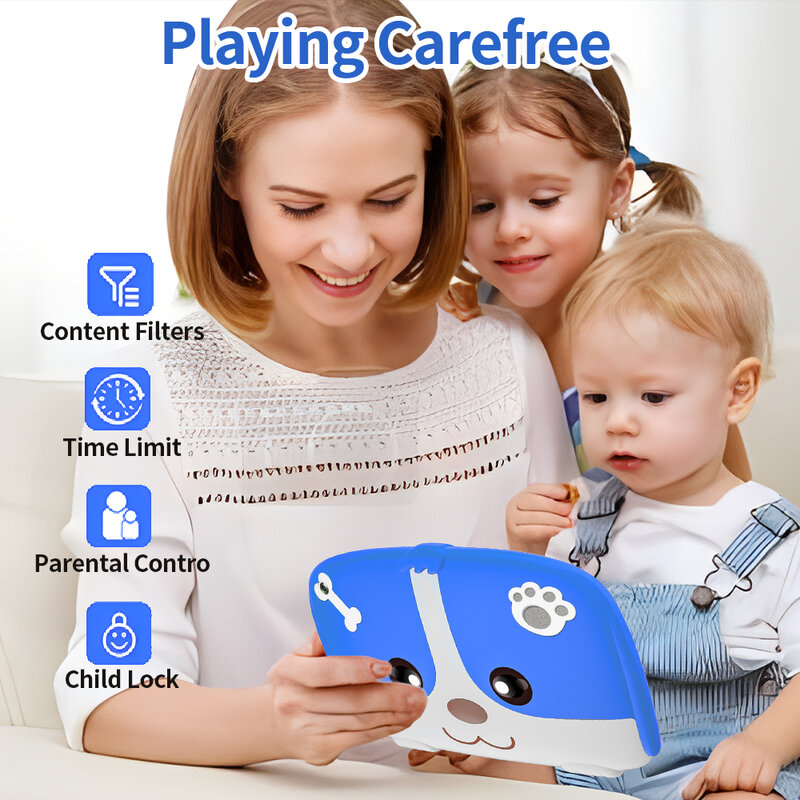 Tablet PC com Wi-Fi para Crianças, Android 9.0, Google Play, Suporte Bluetooth, Chip MTK, Quad Core, 4GB RAM, 64GB ROM, 4000mAh, 7 in, Novo